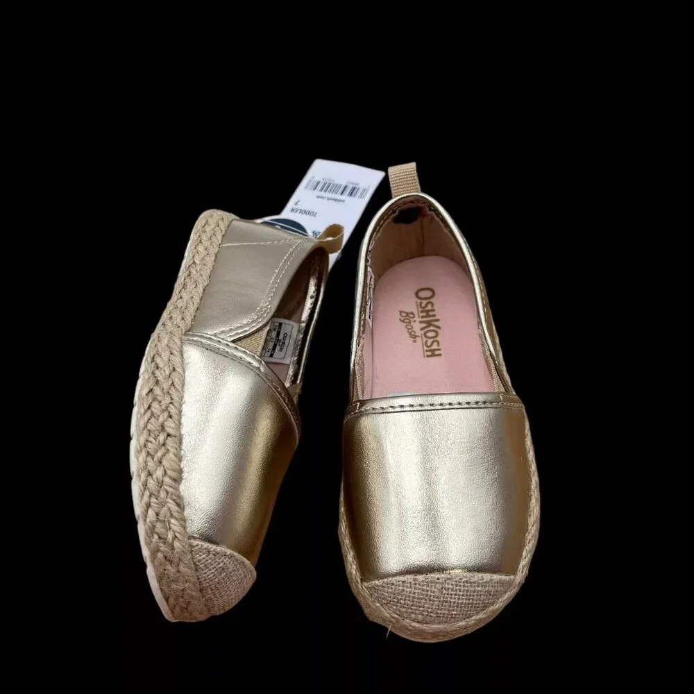 Oshkosh Toddler Girls Slip-on‎ Casual Shoes Size 7 Gold Metallic Finish